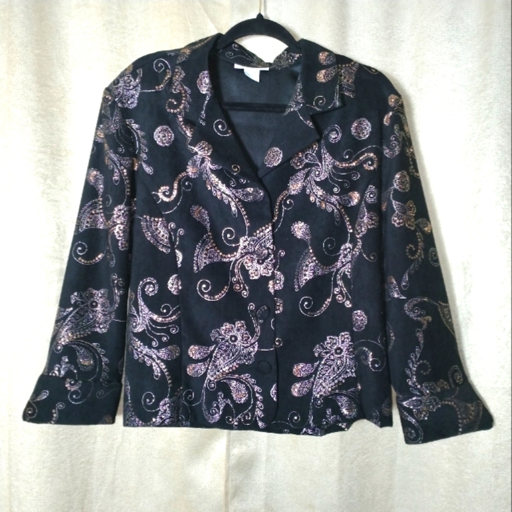 Vintage dressbarn Glitter Blazer Black Blazer with Sequins and Glitter